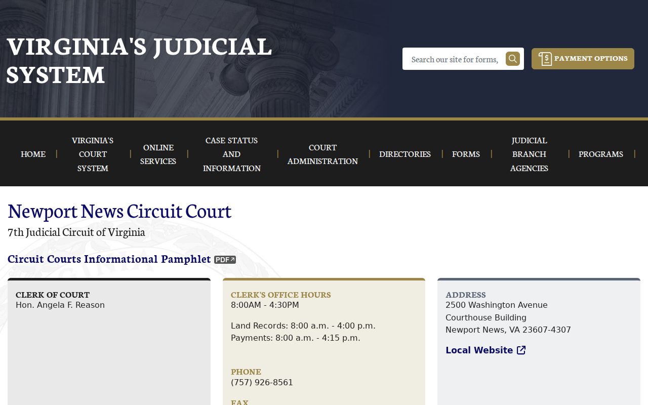 Newport News Circuit Court criminal case records page