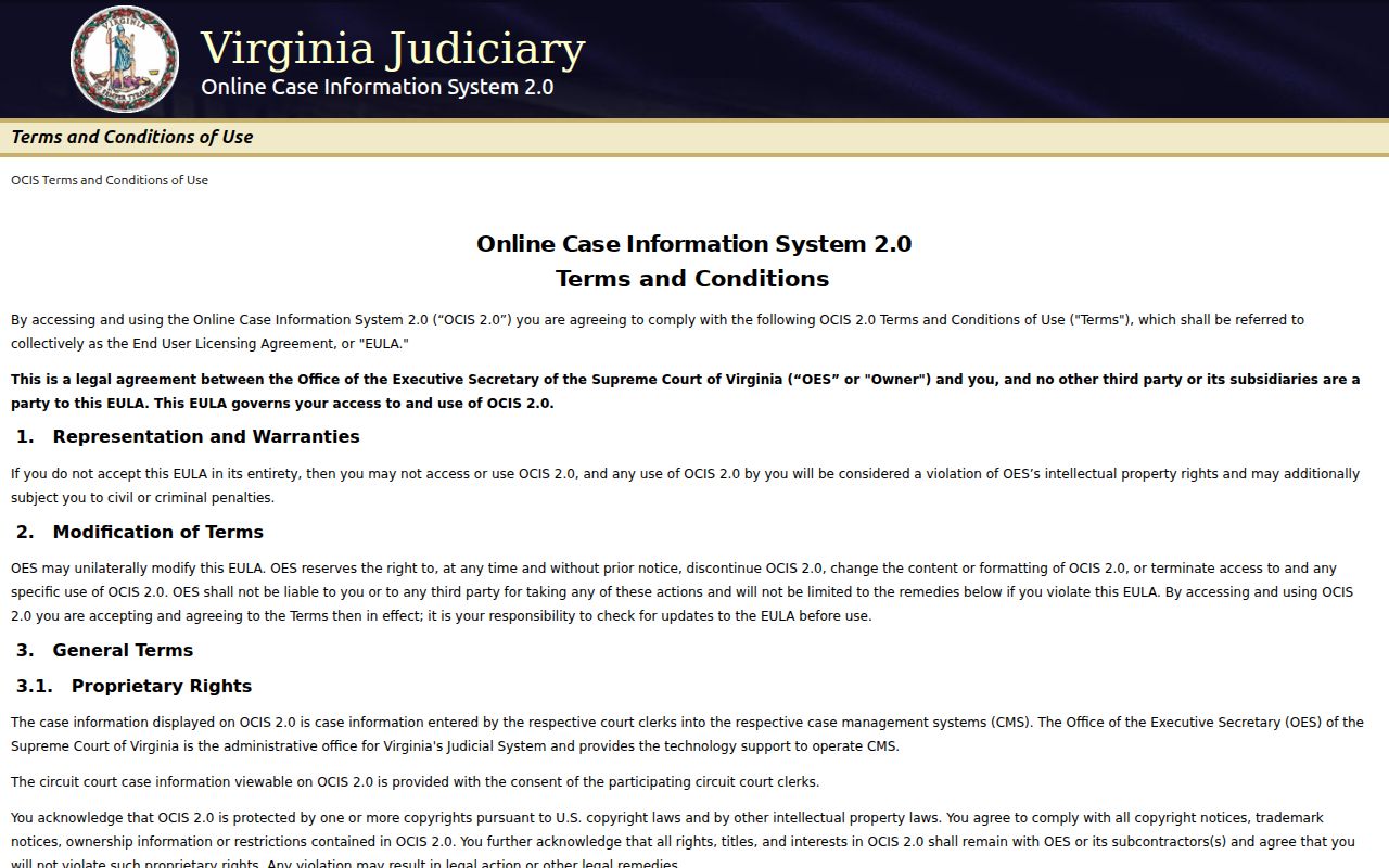 Newport News court case lookup through Virginia OCIS 2.0